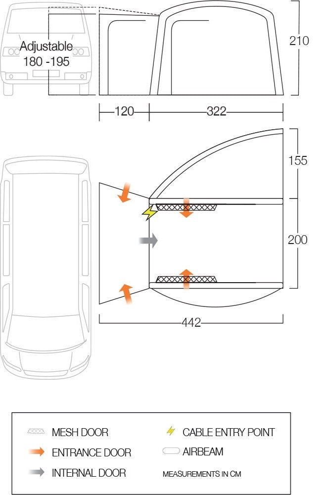  Vango Magra Air VW Drive Away Awning - Grey