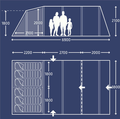  Kampa Hayling 6 Poled Tent Package