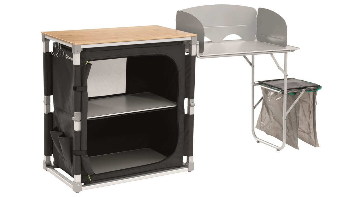 Outwell Padres Kitchen Table With Bamboo Table Top & Side Unit