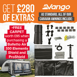  Vango Balletto Air 330 Elements ProShield Caravan Awning WIth Free Carpet