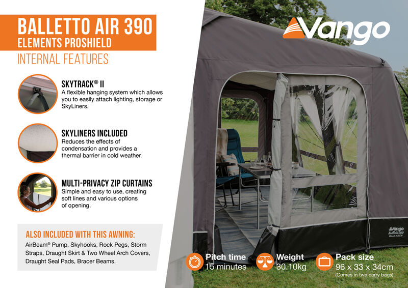  Vango Balletto Air 390 Elements ProShield Caravan Awning