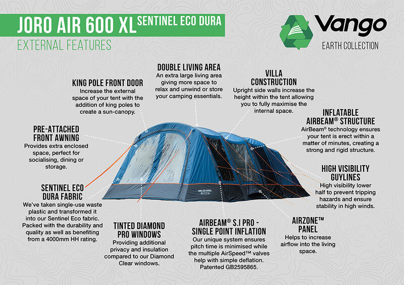  Vango Joro Air 600XL Sentinel Eco Dura Tent