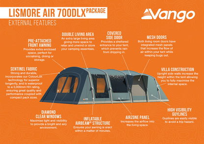  Vango Lismore Air 700DLX Tent Package