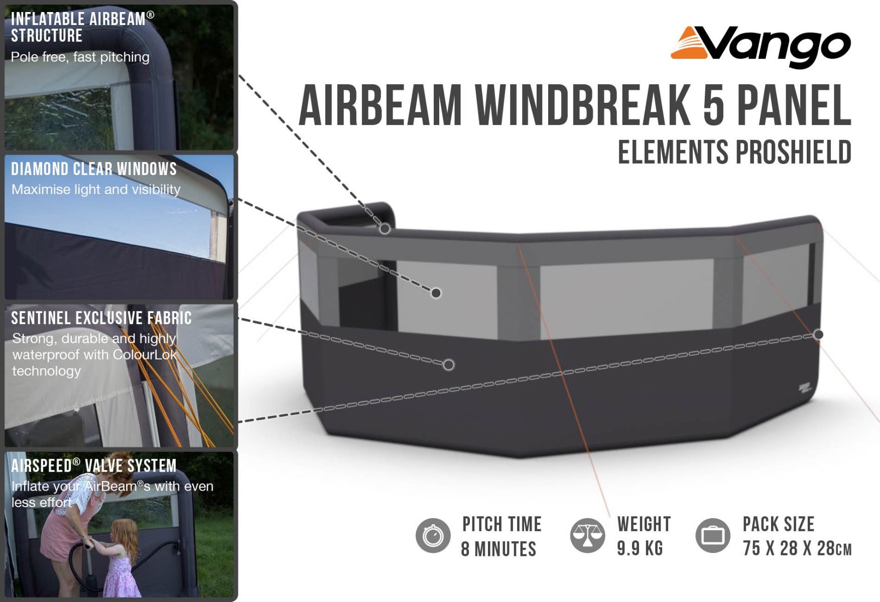  Vango Airbeam Windbreak 5 Panel (Elements Proshield)