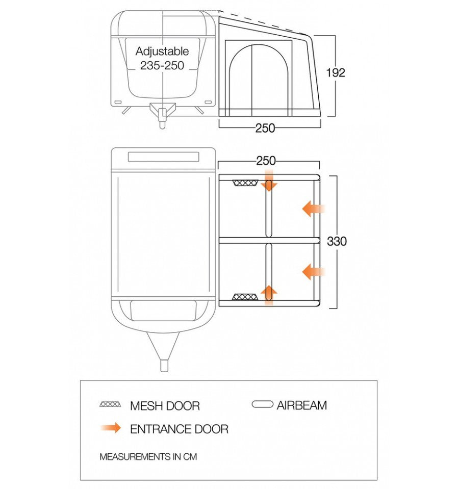  Vango Balletto 330 Air Awning Elements Shield