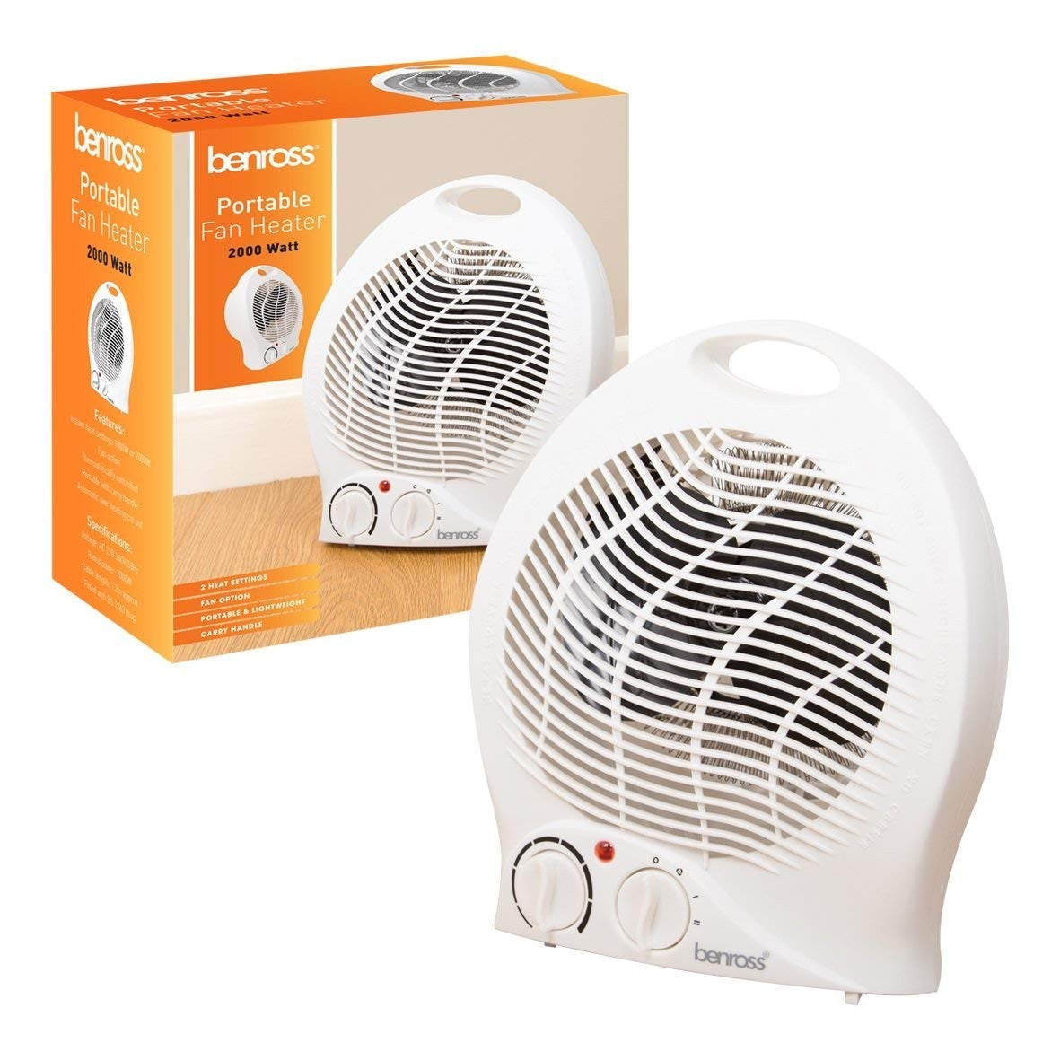  Benross 2KW Portable Low Wattage Camping Fan Heater