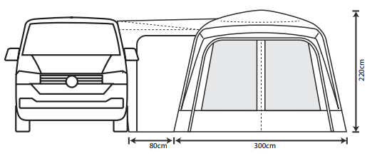  Outdoor Revolution Cayman Air Midline 220cm - 255cm Drive Away Awning