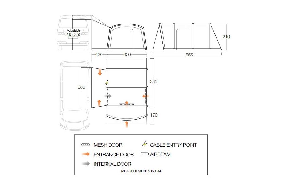  Vango Galli Pro Air Mid Drive Away Awning