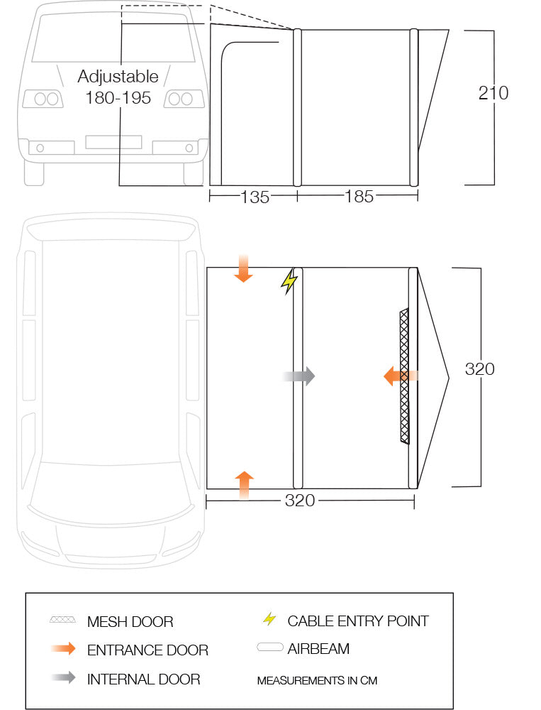  Vango Tolga Air VW Drive Away Awning - Grey