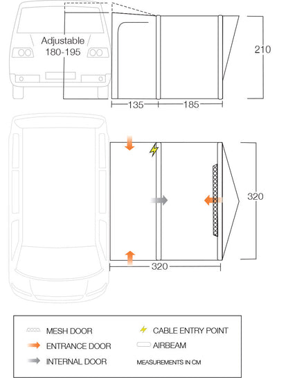  Vango Tolga Air VW Drive Away Awning - Grey